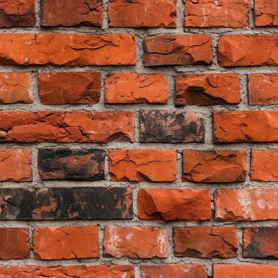 Red brick wall with mortar joints visible