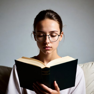 Reading book in soft light
