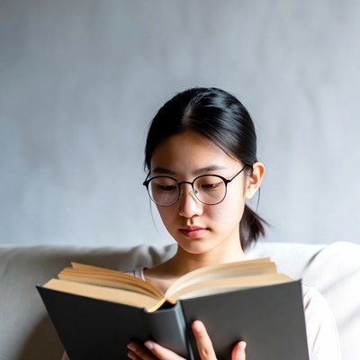 Reading a book at home in the afternoon