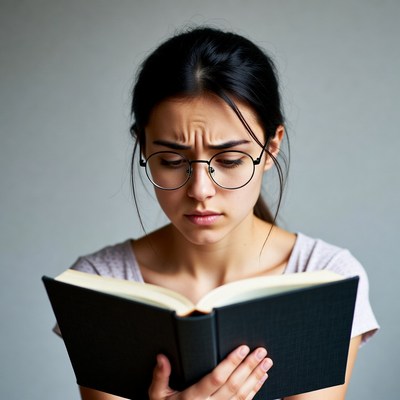 Young woman reading a book at home