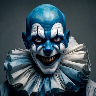 Blue clown with a big collar