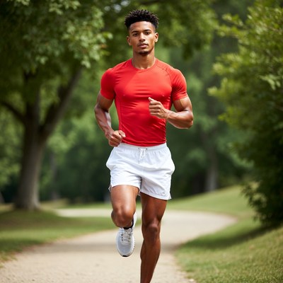 Man runs in park during the day