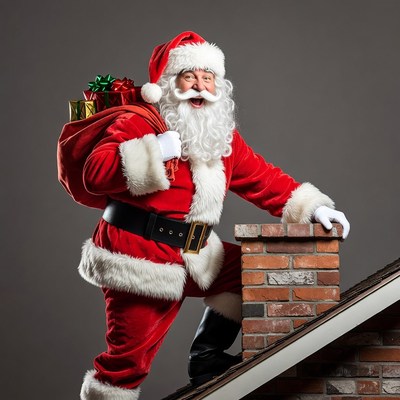 Santa claus on roof with gifts