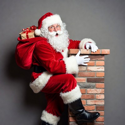 Santa climbing down the chimney