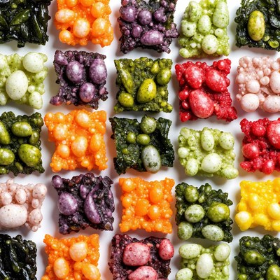 Colorful candy squares on a plate