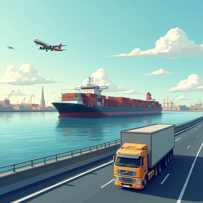 Shipping and transport at a busy port