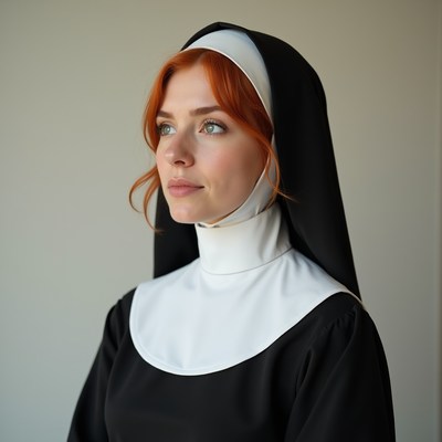 Nun in black and white attire