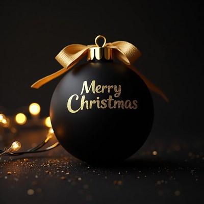 Black christmas ornament with text