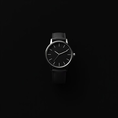 Simple black watch on dark surface