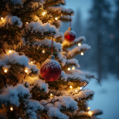 Christmas tree with lights and ornaments