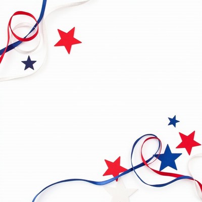 Decorative stars and ribbons on a white surface