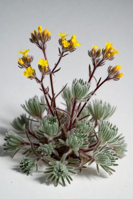 Yellow flowers with green leaves grow