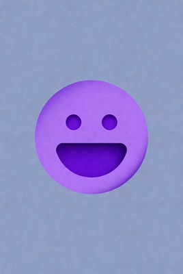 Purple smiley face on gray background