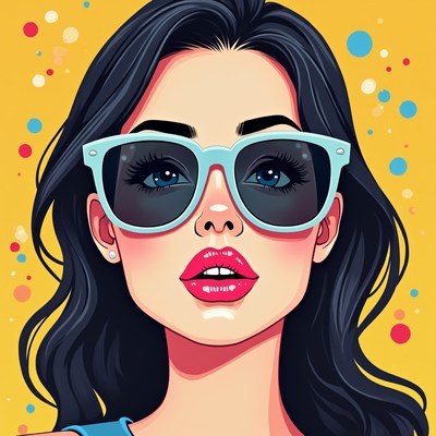 Woman with sunglasses and bold lips