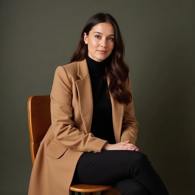 Woman seated in a studio setting