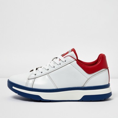 Sneakers with red and blue accents