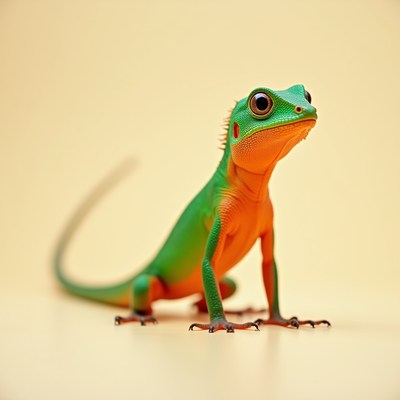Colorful lizard on a plain background