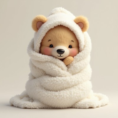 Cute bear wrapped in blanket