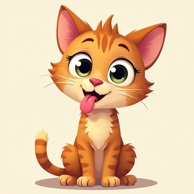 Cute cartoon orange cat picture