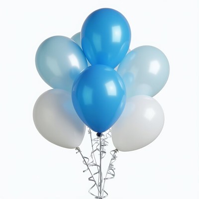 Balloons in shades of blue and white