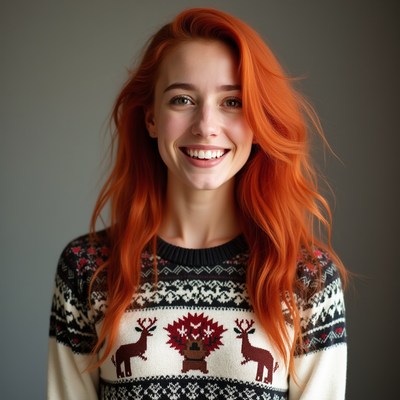 Red hair and holiday sweater style