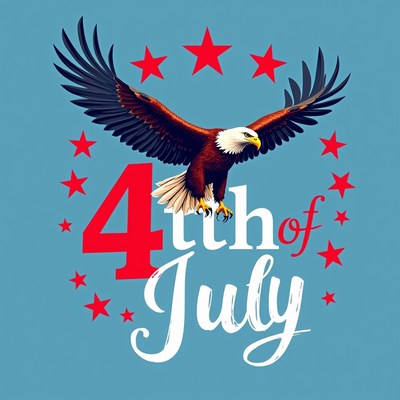 Eagle flying with stars for july celebration