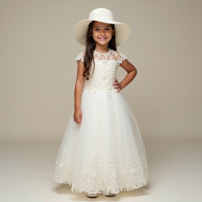 Girl in white dress and hat