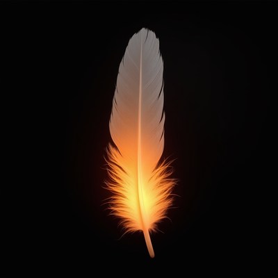 Feather glowing with bright light