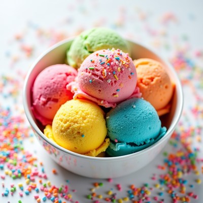 Colorful ice cream bowl with sprinkles