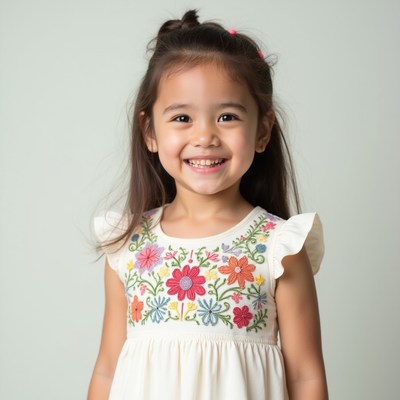 Girl smiling in floral dress