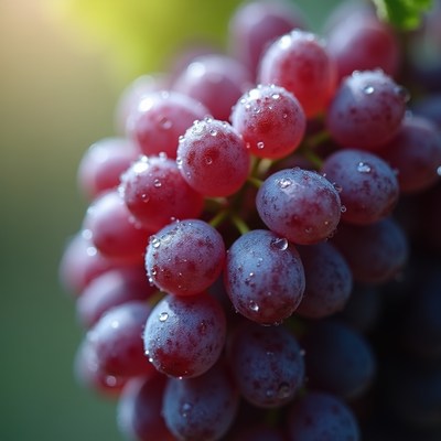 Fresh grapes with water droplets close-up