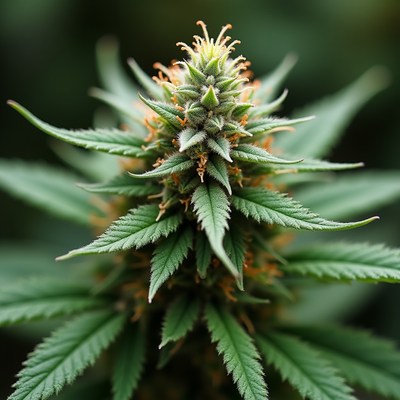 Cannabis plant in a garden setting