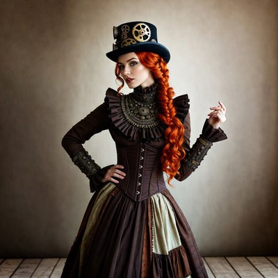 Steampunk woman in historical dress