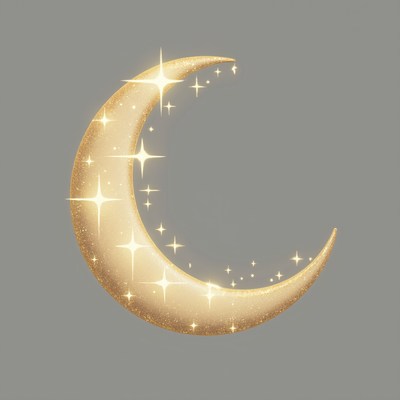 Moon with shining stars at night