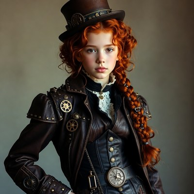 Girl dressed in steampunk outfit