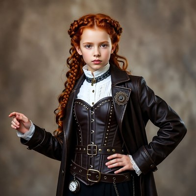 Girl in vintage clothing with braid