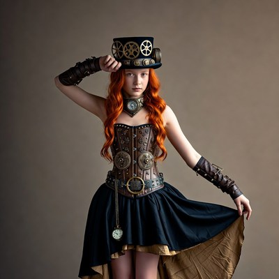 Steampunk fashion display by model