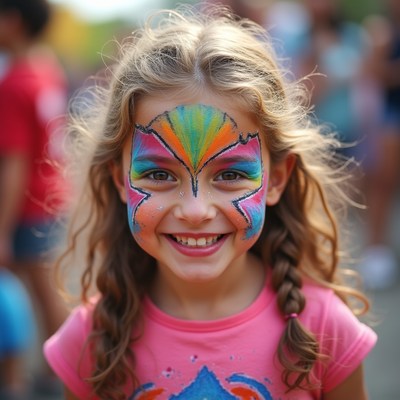 Girl with face paint at festival