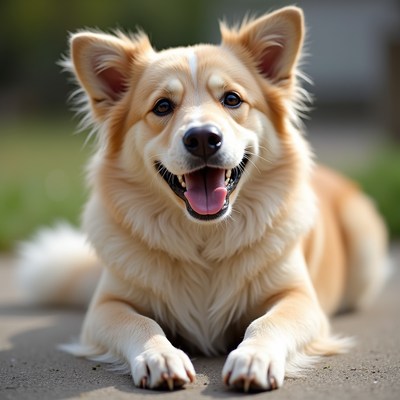 Dog lying in sunlight on the ground