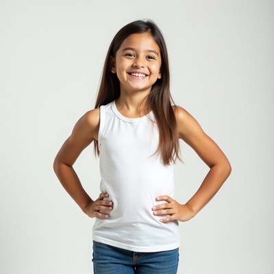 Girl smiling in plain background