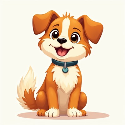 Happy cartoon dog sitting and smiling