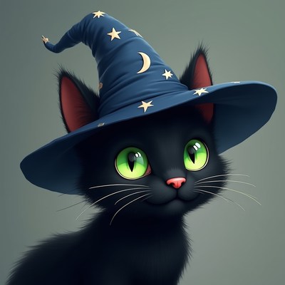 Cat wearing a wizard hat