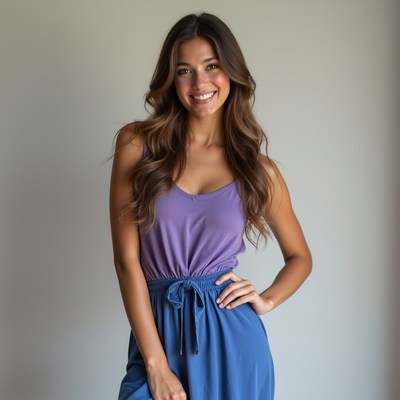 Smiling woman in casual outfit