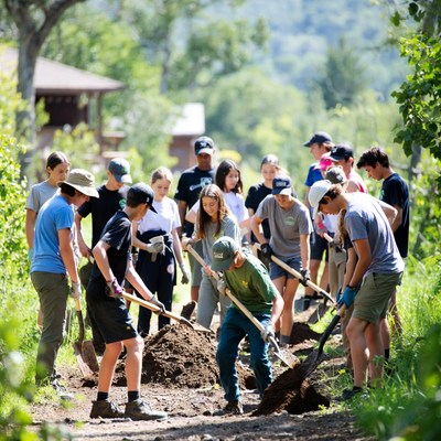 Community group working on trail project