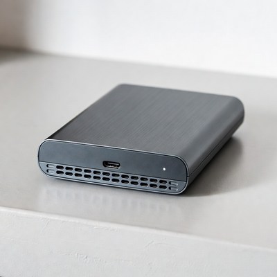 Portable storage device on a table