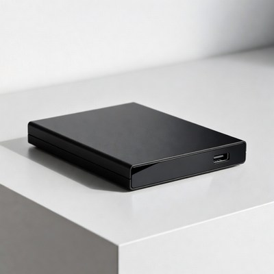 External hard drive on a table