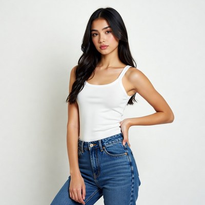 Model posing in casual outfit