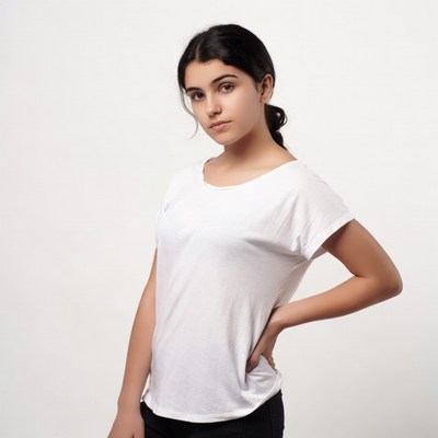 Young person in simple clothing