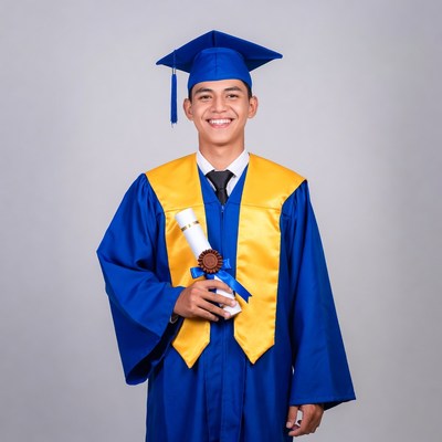 Graduation ceremony cap and gown