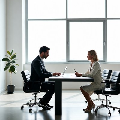 Business meeting in office space
